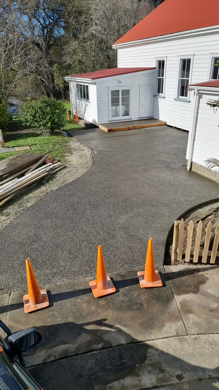 Fresh concrete vehicle crossing poured to the kerb line