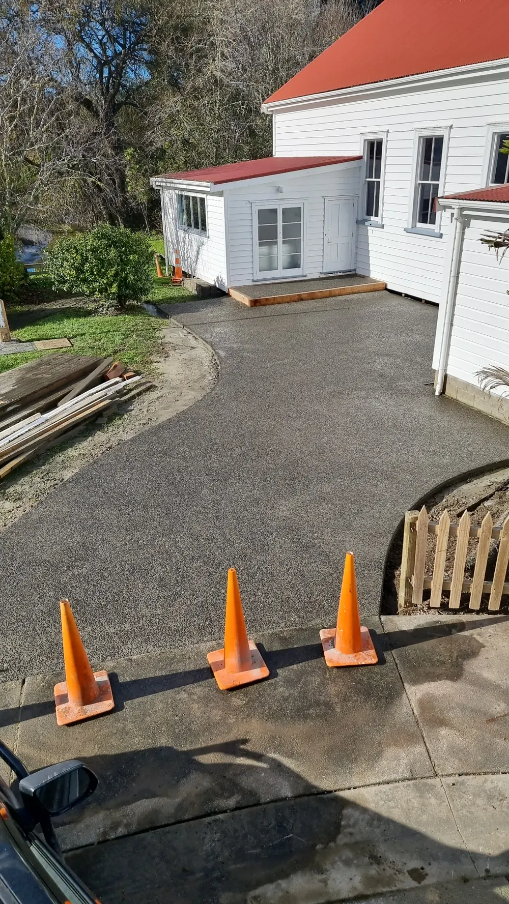 The finished Longburn exposed pebble concrete surface at Puhoi Centennial Hall